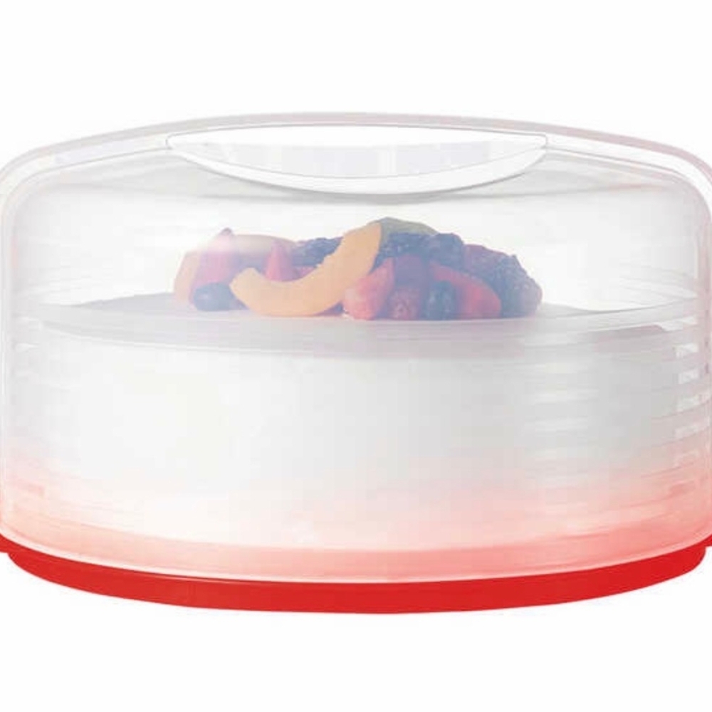 Tupperware Coral & White Cake Carrier